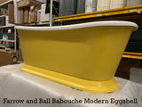 Charlotte Edwards Rosemary Boat Bath Painted in Farrow and Ball Babouche Modern Eggshell