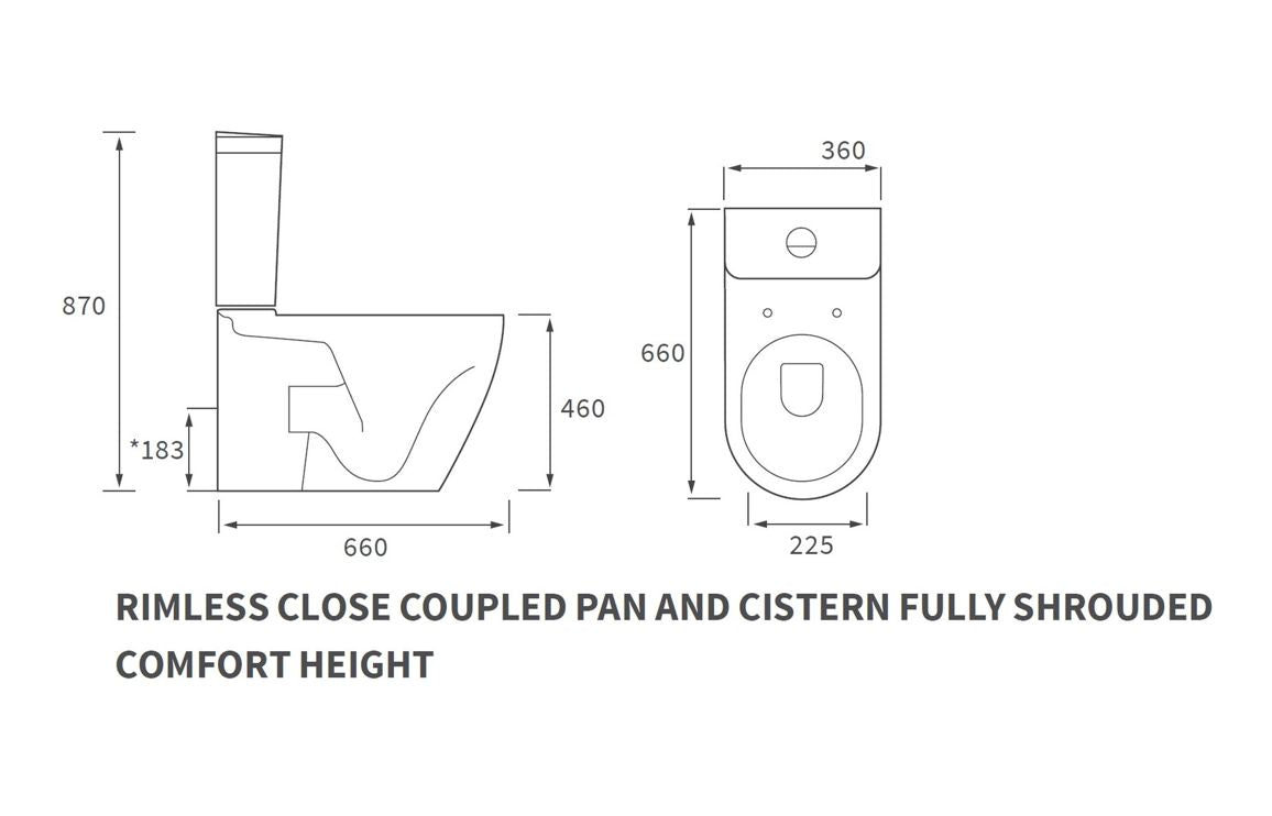 Brawby Comfort Height Flush to Wall Rimless Close Coupled Toilet