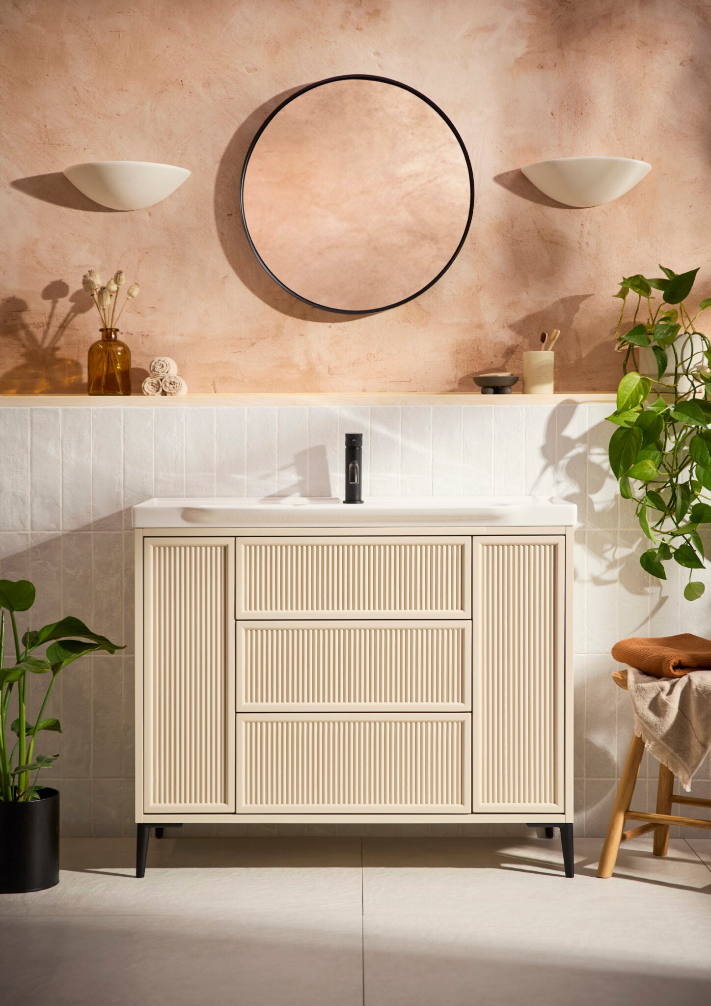 Bota 1000mm Fluted Vanity Unit & Basin Stone