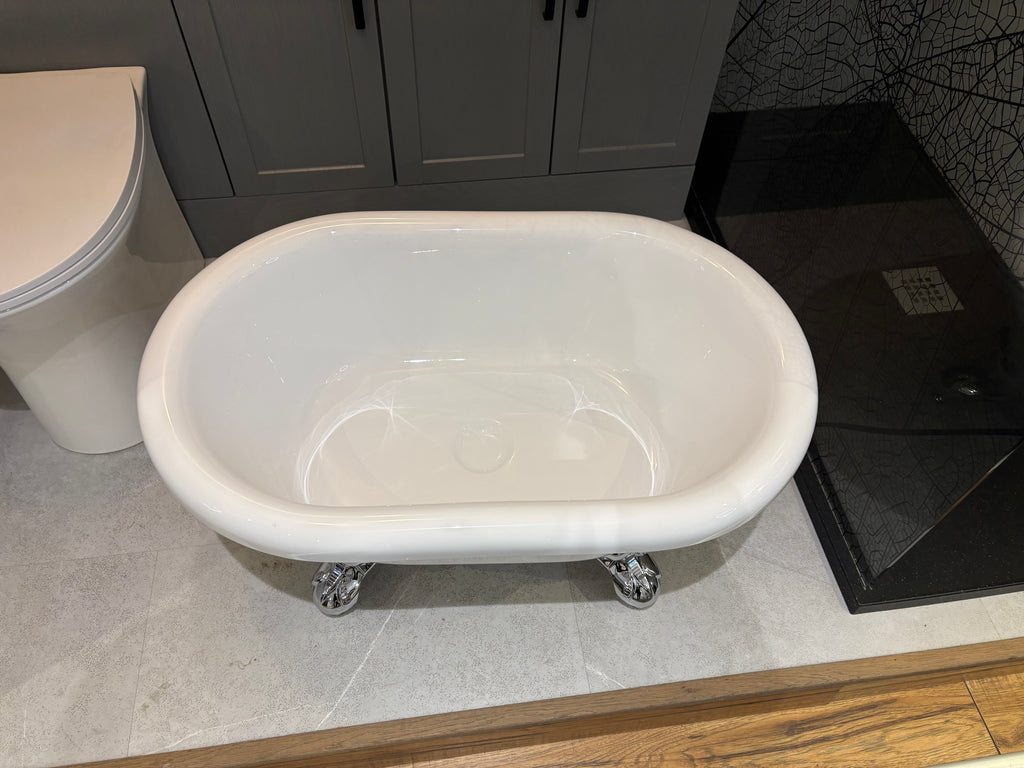 Traditional Roll Top Baby Bath with Chrome Ball & Claw Feet 800mm White/Painted