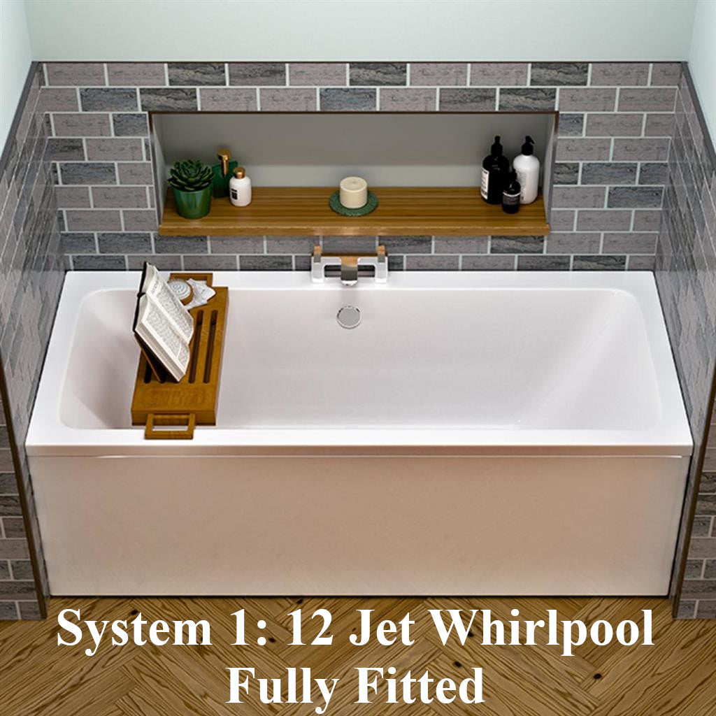 12-Jet Whirlpool Bath - Eastbrook Portland 1900 x 900mm Double Ended