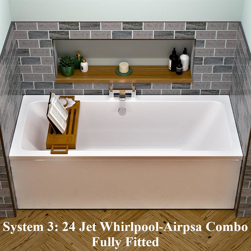 24-Jet Whirlpool + Airspa Combo Bath - Eastbrook Portland 1800 x 800mm Double Ended