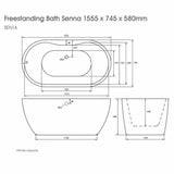 WSSEN16 The White Space Senna 1555 x 745mm Freestanding Bath