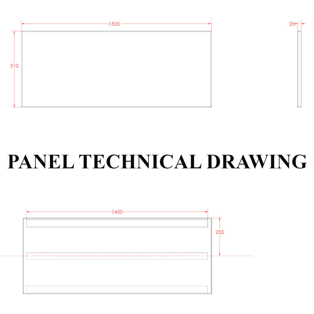 Tech Drawing BEAUFORTE 1500 STRAIGHT ADJUSTABLE FRONT PANEL