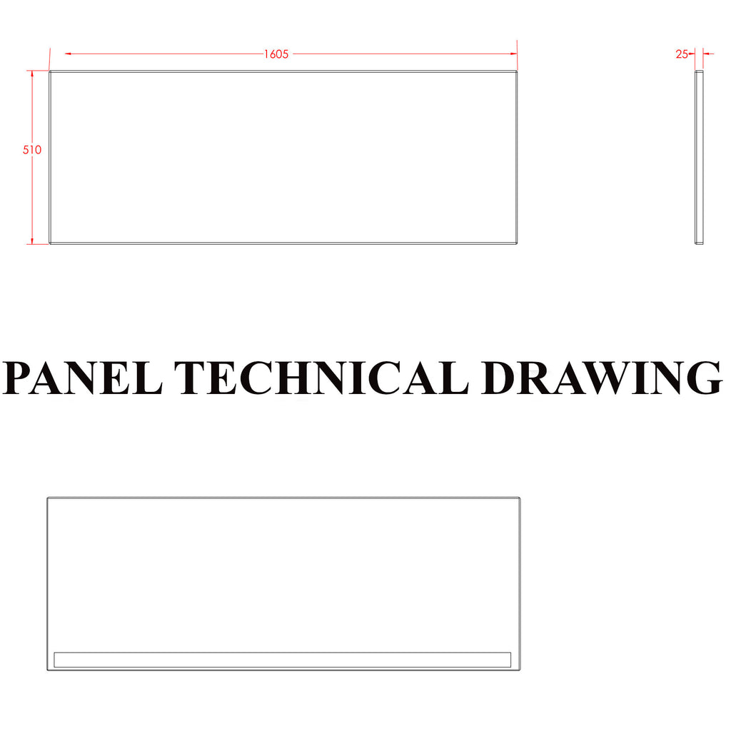 Tech Drawing BEAUFORTE 1600 STRAIGHT ADJUSTABLE FRONT PANEL