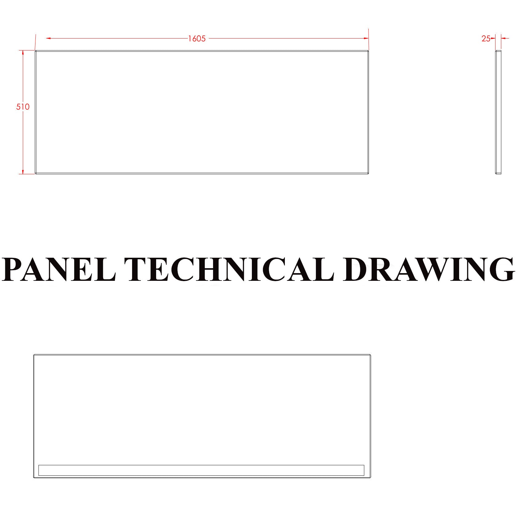 Tech Drawing BEAUFORTE 1600 STRAIGHT ADJUSTABLE FRONT PANEL