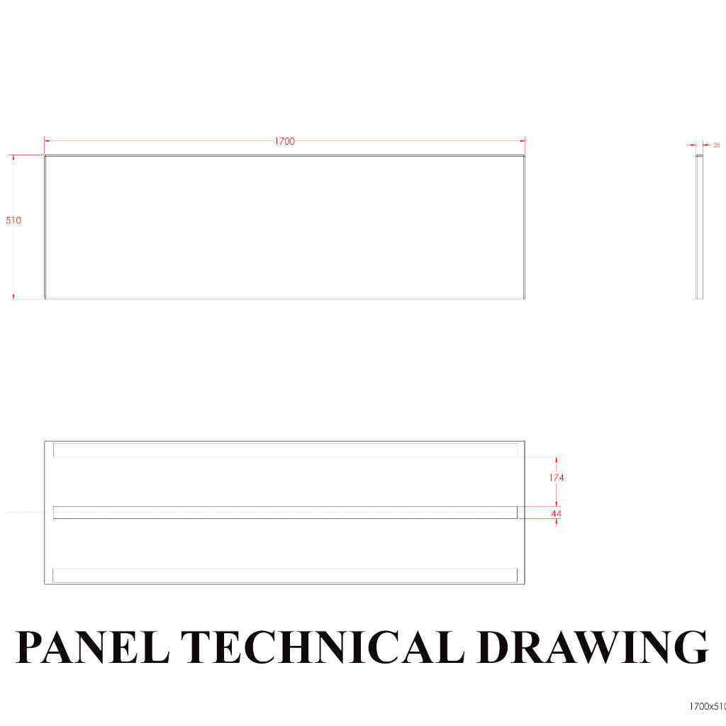 Tech Drawing BEAUFORTE 1700 STRAIGHT ADJUSTABLE FRONT PANEL