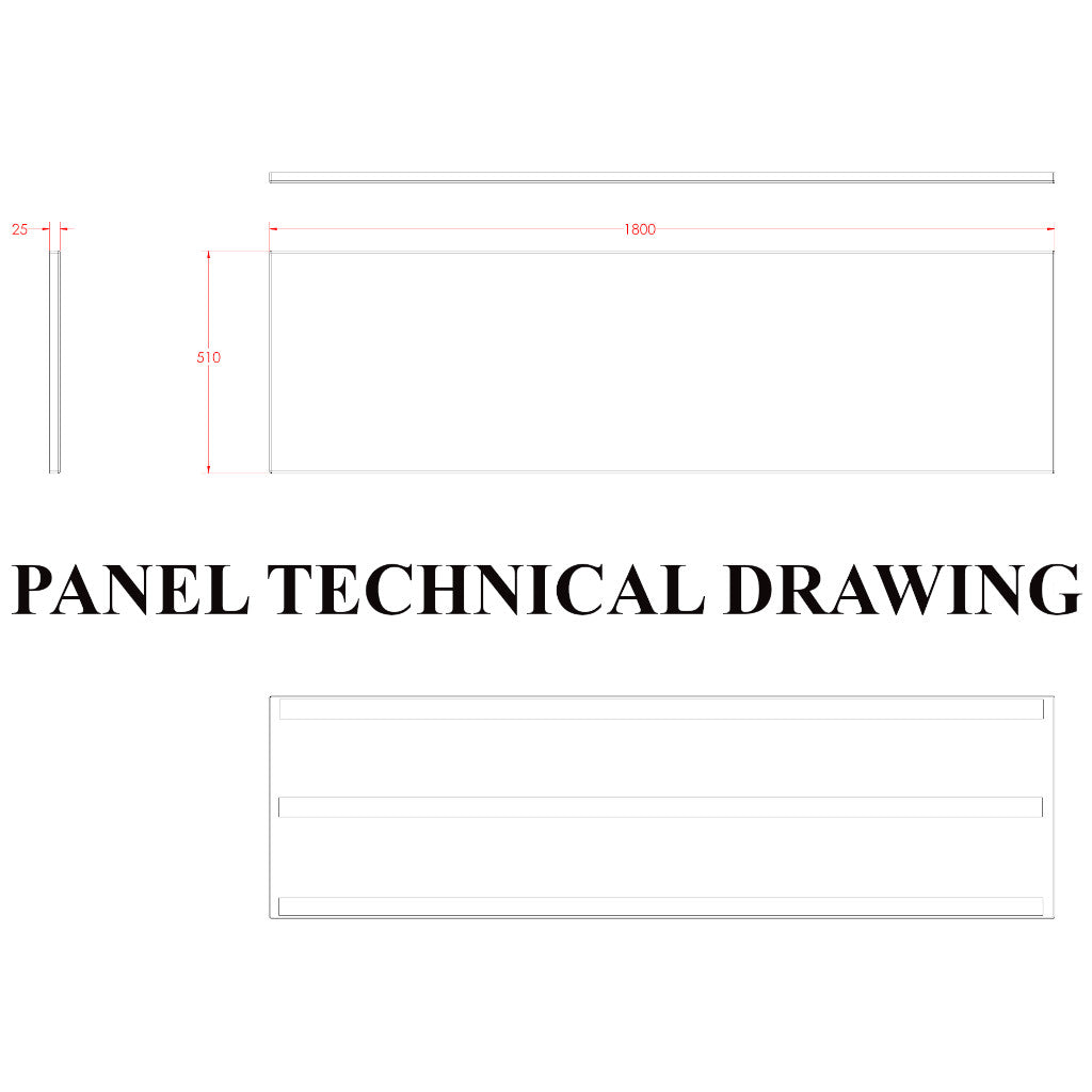 Tech Drawing BEAUFORTE 1800 STRAIGHT ADJUSTABLE FRONT PANEL