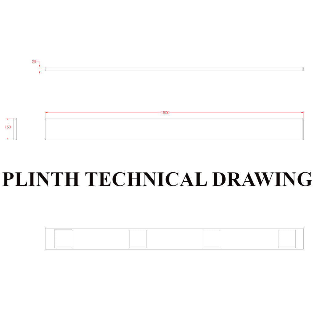 Tech Drawing BEAUFORTE 1800 STRAIGHT ADJUSTABLE FRONT PLINTH