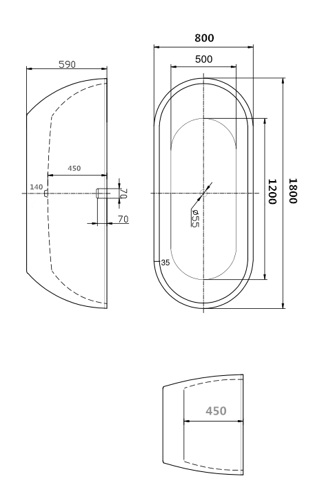 Belgravia 1800 x 800 Freestanding Bath White/Painted