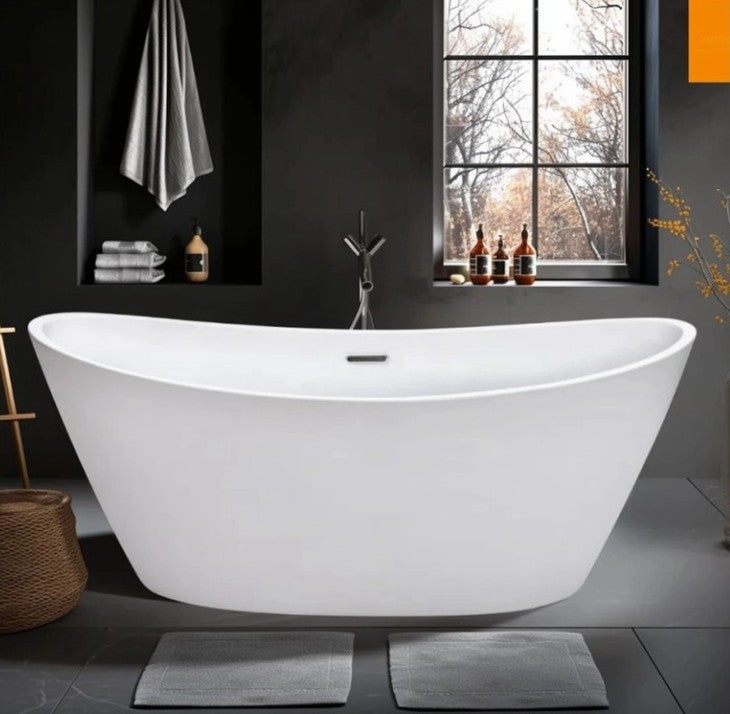 Aruba Double Ended 1500 x 750mm Freestanding Bath - White/Painted