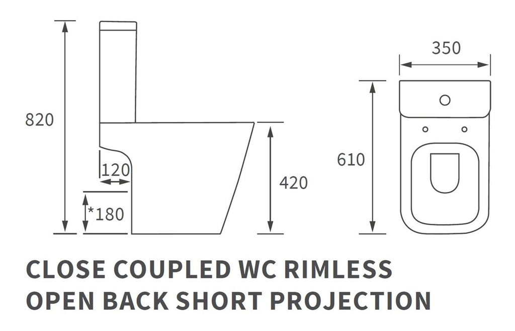 Bedale Short Projection Rimless Close Coupled Toilet
