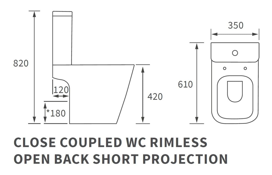 Bedale Short Projection Rimless Close Coupled Toilet