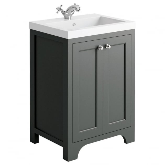 Brunswick 600mm Floor Standing Vanity Unit Spa Grey