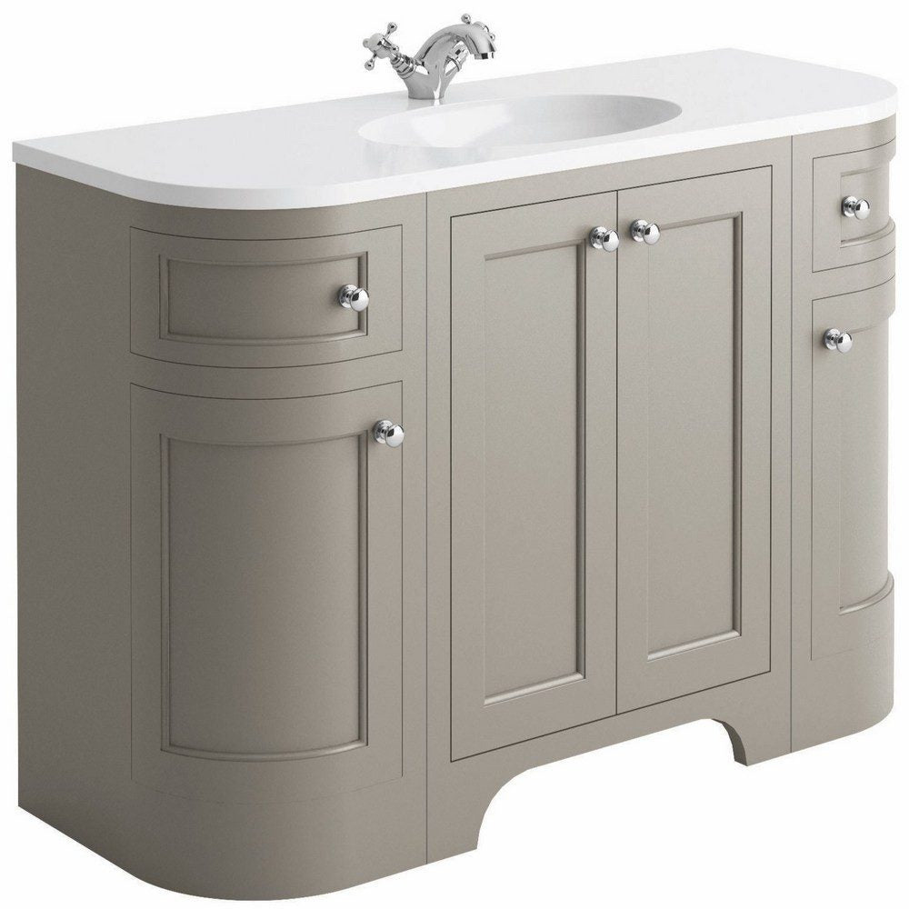 Brunswick 1200mm Curved Floor Standing Vanity Unit Dove Grey