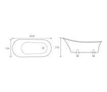 Burley 1620 x 710mm Traditional Slipper Bath White/Painted with Lion Feet