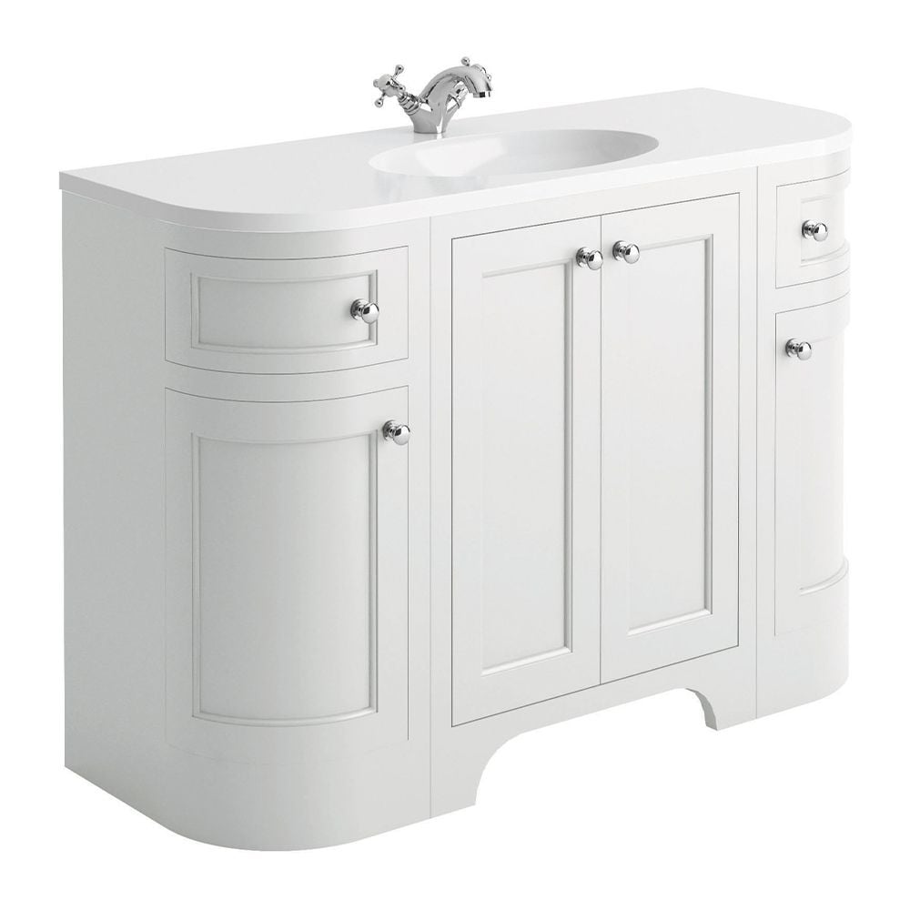 Brunswick 1200mm Curved Floor Standing Vanity Unit Arctic White