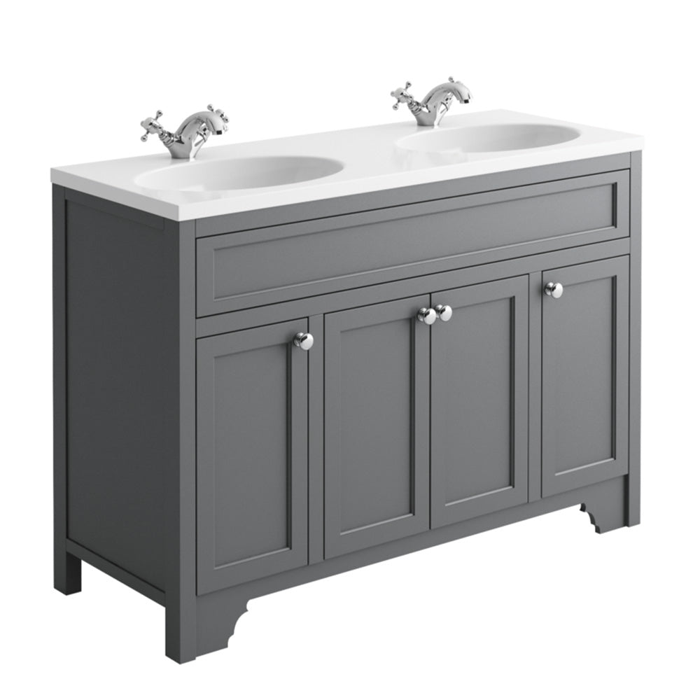 Dutchy 1200mm Floor Standing Vanity Unit with Double Basin Spa Grey