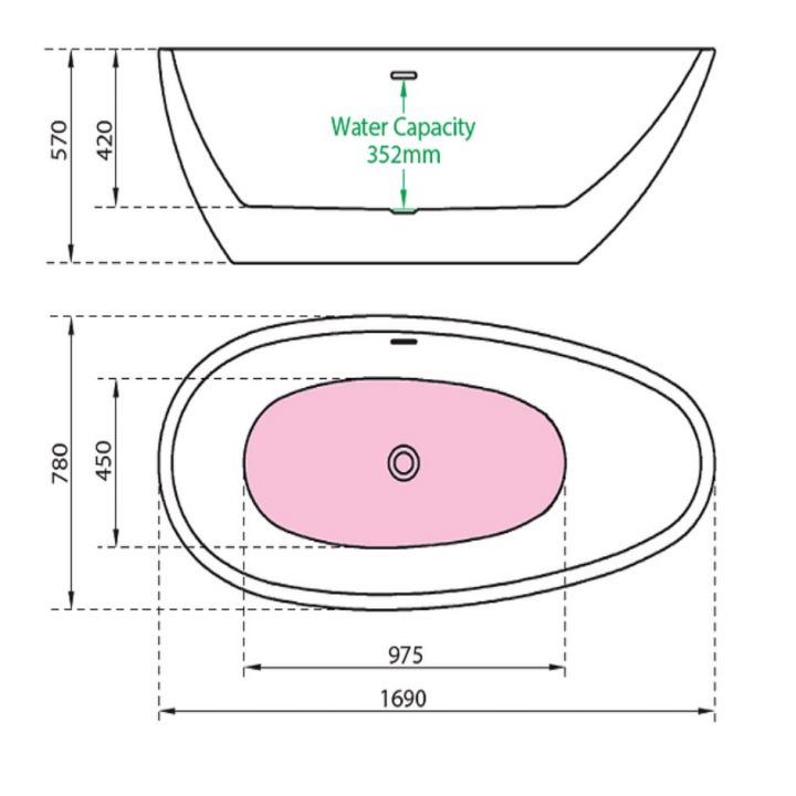 CE11033 Charlotte Edwards Ruby 1690 x 780mm Freestanding Bath White or Painted