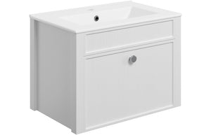 Victoria 605mm White Ash Wall Hung 1 Drawer Unit and Basin
