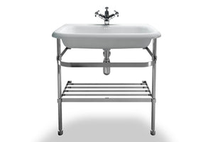 B9EB9ES Clearwater Large Roll Top Basin and Stainless Steel Washstand 75cm
