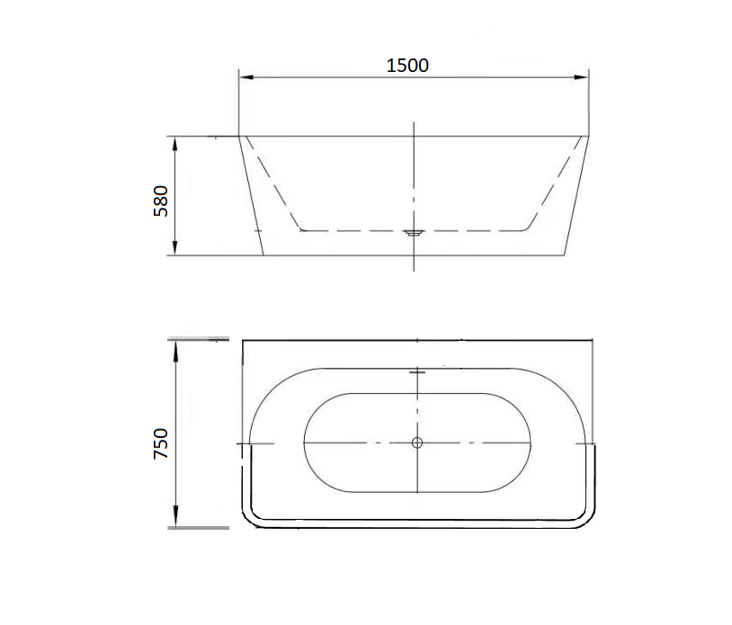 Julie by Classical Baths - 1500 x 750mm BTW Freestanding Bath