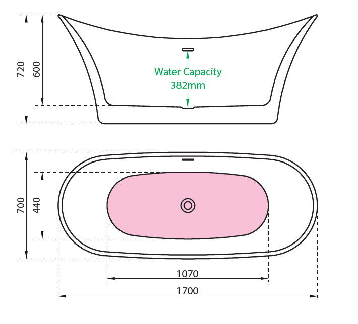 CE11013 Charlotte Edwards Harrow 1700 x 700mm Freestanding Ba