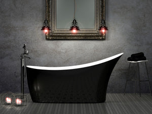 CE11012-GB Charlotte Edwards Portobello 1590mm Contemporary Slipper Bath with Gloss Black Exterior