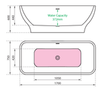 Charlotte Edwards Thebe freestanding, double ended bath technical drawing