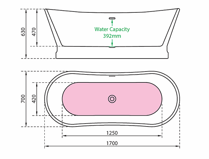 Charlotte Edwards Jupiter Contemporary Boat Bath Technical Drawing