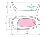 CE11061 Charlotte Edwards Phobos Small Freestanding Bath Technical Drawing
