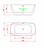 CE11066 Charlotte Edwards Cyllene 1600mm Freestanding Bath Technical Drawing