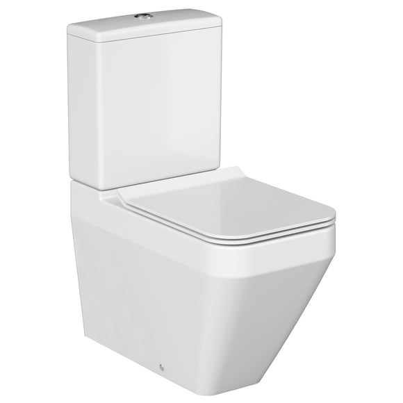 Crea Square C/C WC Pan, Cistern and Gloss White Soft Close Seat