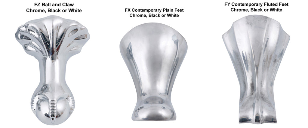 Foot options for the Royce Morgan Balmoral Freestanding Tile In Bath