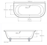 Technical drawing of the Royce Morgan Balmoral Freestanding Bath