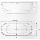 CE11027-GB Charlotte Edwards Belgravia 1690mm Freestanding Gloss Black Exterior Technical Drawing