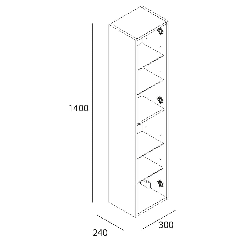 Optima 1400mm Matt Black Wall Hung Pillar Unit