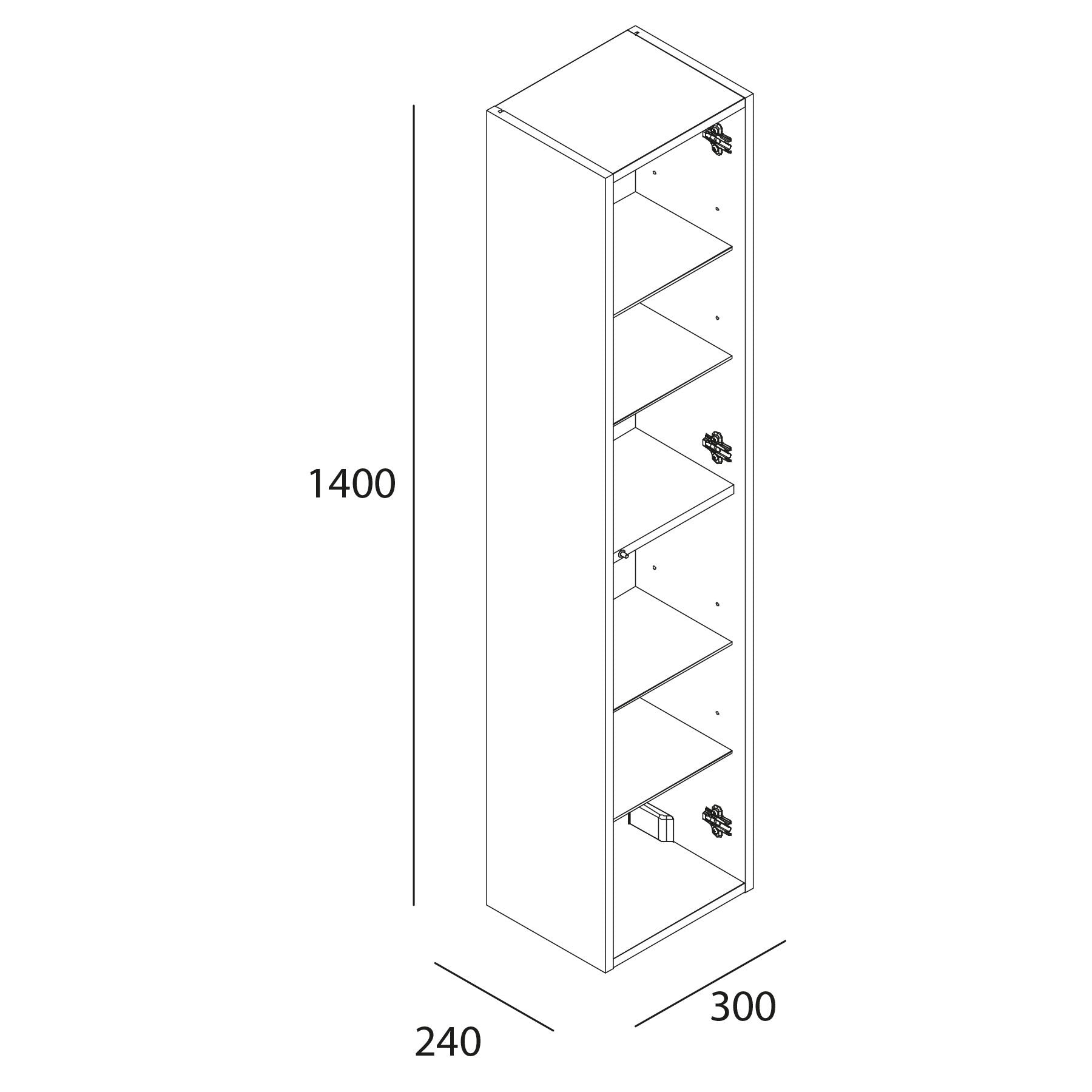 Optima 1400mm Matt Black Wall Hung Pillar Unit