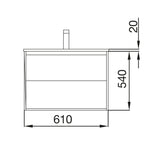 Noja 610mm Light Oak Wall Hung 1 Drawer and 1 Shelf Unit and Basin