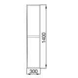 Noja 1400mm Gloss White Wall Hung Pillar Unit