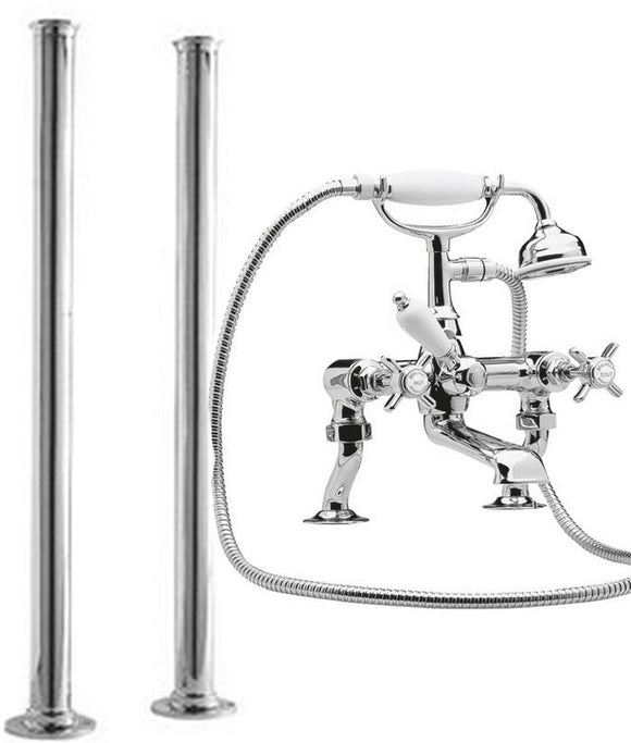 I303XDA311 Beaumont Freestanding Traditional Bath Shower Mixer, Chrome or Nickel