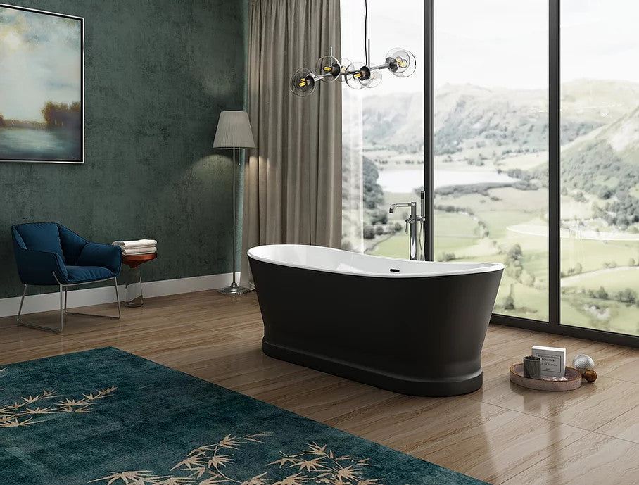 CE11054-MB Charlotte Edwards Jupiter Contemporary Boat Bath 1700mm x 700mm with Matt Black Exterior