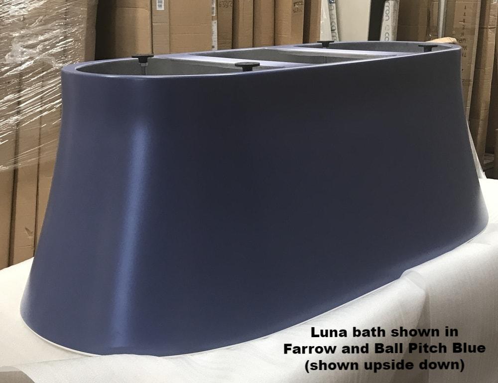 Charlotte Edwards Luna Bath Painted in Farrow and Ball Pitch Blue