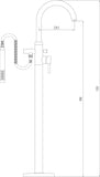 PN321 Tec Elite Freestanding Bath Shower Mixer Technical Drawing