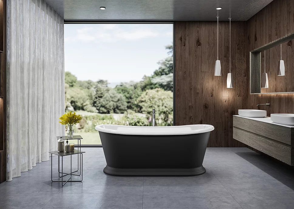 CE11032-MB Charlotte Edwards Rosemary Boat Bath with Matt Black Exterior 1700mm x 710mm