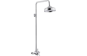 Traditional Thermostatic Exposed Shower Valve with Rigid Riser and Raincan Shower Head Chrome