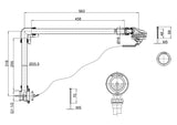 Technical Drawing of W4 Clearwater Bath Chain Waste, Exposed, Chrome or Nickel Finish